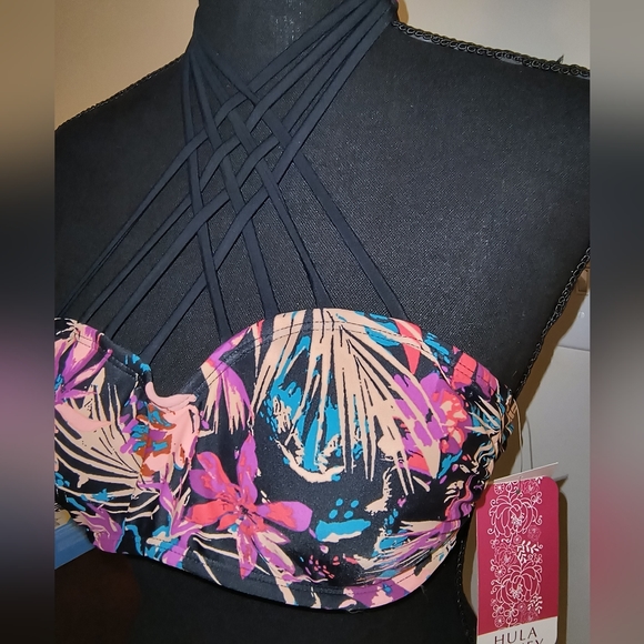 💎Hula Honey Tropical Splash Strappy Bikini Top in size S - Picture 13 of 15